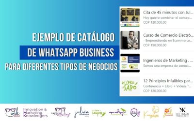 Ejemplo de catálogo de WhatsApp Business para diferentes tipos de negocios